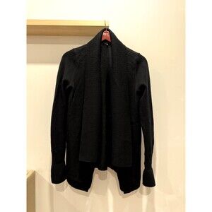 ICB Womens Small Wool Chunky Knit Ribbed Cardigan Jacket Blue Open Oversized